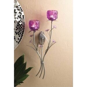 Gallery Of Light Fuchsia Blooms Candle Wall Sconce‎ #10015951 Purple Floral